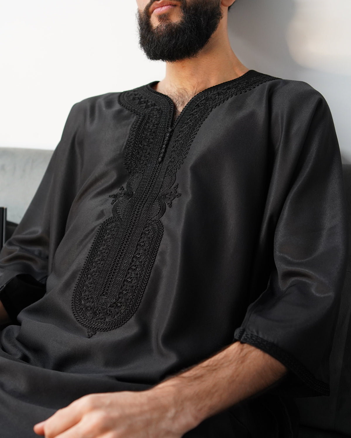 Premium Black Moroccan Thobe